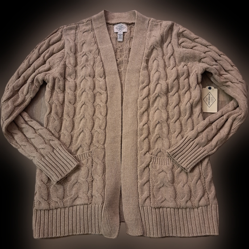 St. John's Bay Cable Knit Sweater Two Front Pockets Women's Size Small NWT